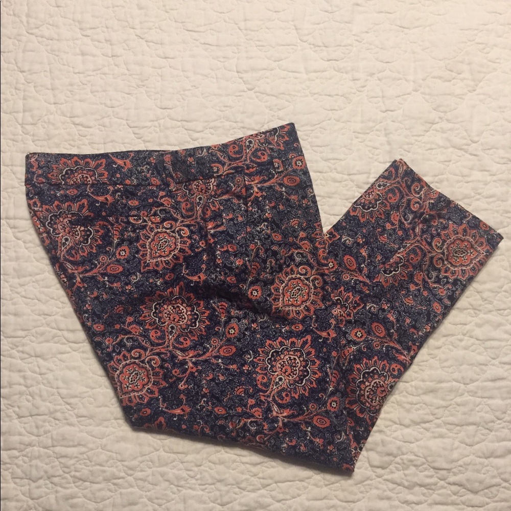 Dalia capri pants, Navy & coral, size 12